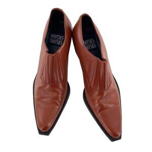 Mootsies Tootsies Womens Ridge Loafer Shoes Block Heels Brown Leather 7.5 M